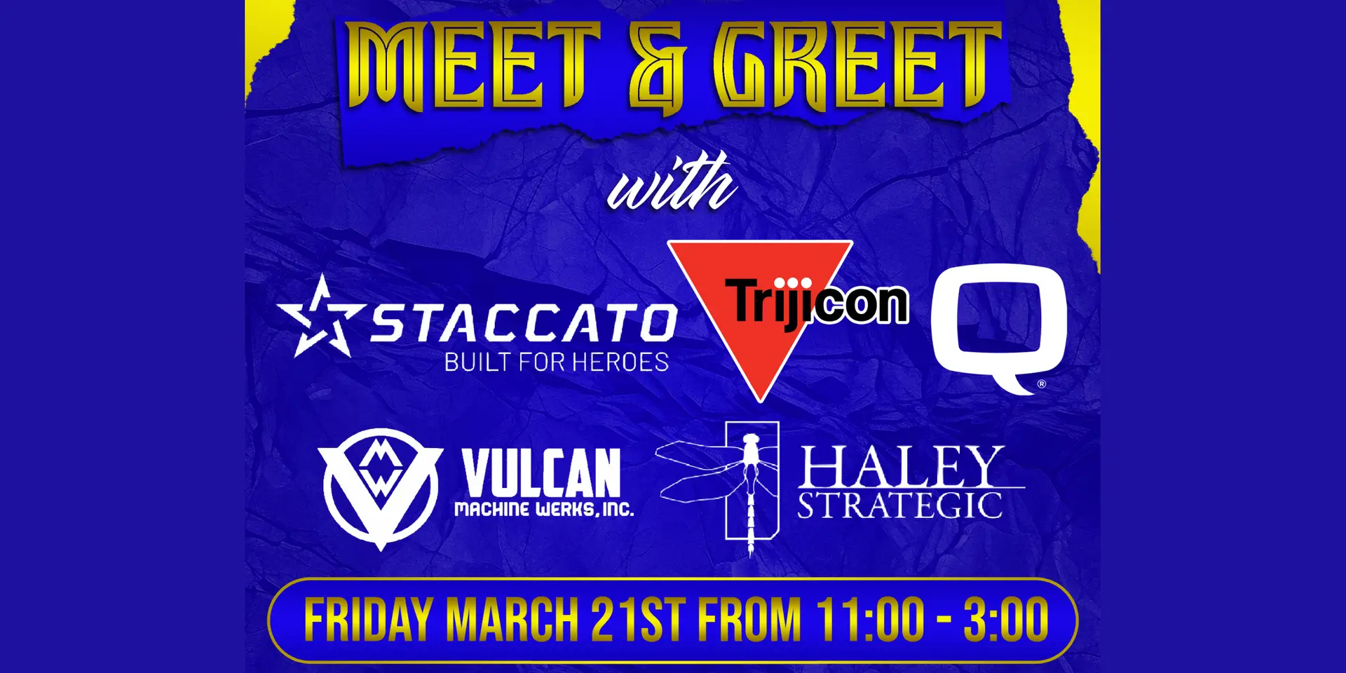 Read more about the article Stacatto 2011 + Trijicon + Q + Vulcan Machine Werks + Haley Strategic Partners Meet & Greet: March 21st